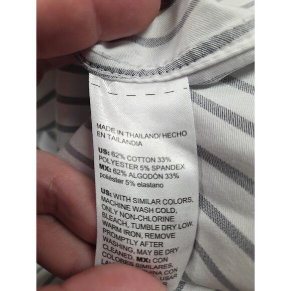 Chico's Black White Stripe Button Blouse Shirt Size 3 - XL 16/18 - Picture 3 of 4